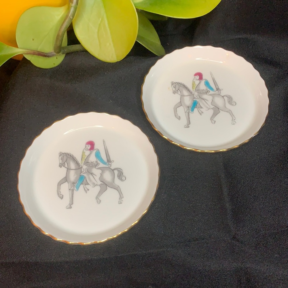 Vintage Minton bone china “knight on horse” coaster / trinket made in England